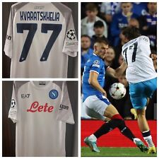 Maglia Calcio Napoli Kvaratskhelia Champions Bianca Ea7 Match Issue Jersey