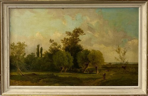 Antico dipinto paesaggio - , olio