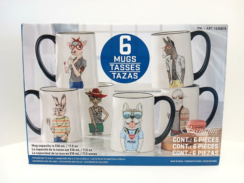 Set tazze animali hipster - set, 6