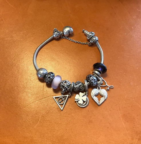 Bracciale pandora viola rosa - bracciale,