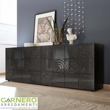 Madia credenza grigio laccato lucido serigrafato 4 ante design moderno PARADISE
