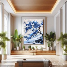 Tela arte da parete fiori di ciliegio decorazione parete asiatica grande dipinto orientale vintage