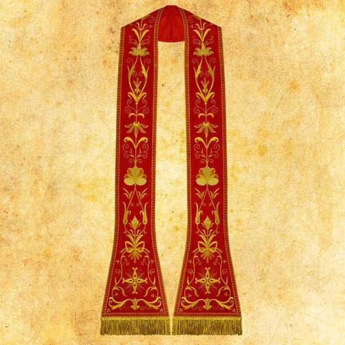 Stola romana ricamata rossa