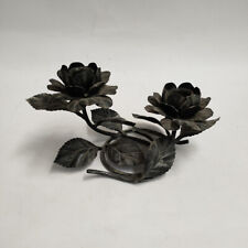 Portacandele in Ferro Battuto 2 Fuochi con Rose