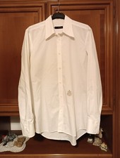 dsquared "lord" white shirt gold logo camicia hemd size 52 L/XL made in italy