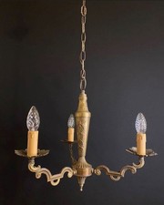 Antico lampadario in ottone a tre braccia, Italia anni '60