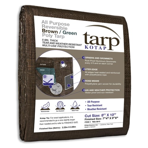 8x10 reversible brown green - 8x10-ft,