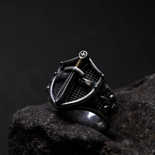 Anello spada scudo - anello, uomo