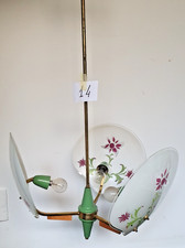 LAMPADARIO VINTAGE CON 3 ( tre ) GRANDI FOGLIE IN VETRO - LAMPADA A SOSPENSIONE