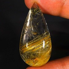 Cabochon pera di quarzo rutilato dorato 100% naturale 46,25 carati. Pietra...