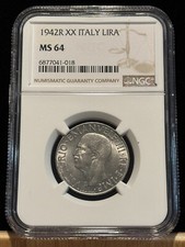 ITALY 1 Lira 1942-R XX, NGC MS