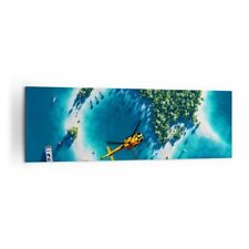 Quadro su Tela 160x50cm Elicottero Oceano isola paradiso Stampe Immagini Murale