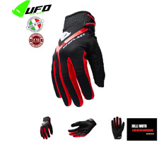 GUANTI MOTOCROSS UFO HAYES NERO/ROSSO ADULTO per OFF ROAD MX ATV CROSS ENDURO