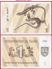 LITUANIA 1 TALONAS 1991 Con testo sul fronte P 32b UNC spedizione gratuita da 100$