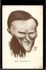Cartolina caricatura satirica calcio calciatore Aebi internazionale F.C