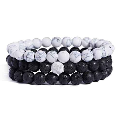 Bracciale 3pz pietra naturale - bracciale,
