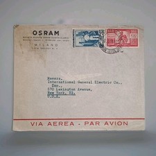 Democratica L. 100 + Italia Al Lavoro L. 5 su lettera Via Aerea x USA " 12.2.51"