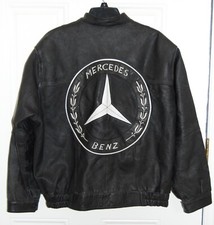 Giacca Moto Vintage Mercedes Benz Pelle Grande Logo Uomo Donna M/L #i2