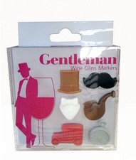Confezione 6 Marcatori Silicone Gentleman Ragazzi Night Out Bicchiere Vino Cena Festa