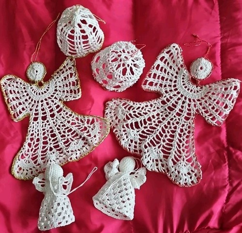 Vintage crochet ornaments - vintage,