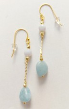 Orecchini pendenti in argento 925 laminato oro calcedonio acquamarina e ematite 