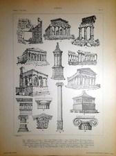 MONUMENTI ANTICA GRECIA MICENE GIRGENTI Stampa antica del 1925 Antique print