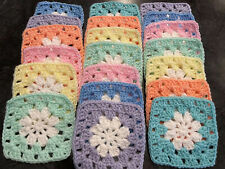 Lotto 20 Blocchi 5” PASTELLO ASSORTITO Uncinetto MARGHERITE FIORE NONNA QUADRATI Afgano
