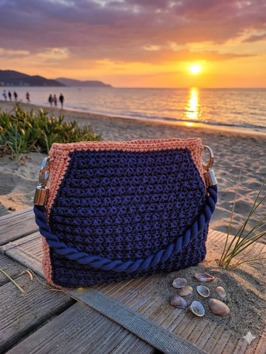 Borsa donna uncinetto fatta - uncinetto, a