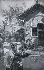 Rodolfo PAOLETTI (Venezia 1866 - Milano 1930) FESTA di PAESE nella Belle Epoque