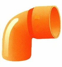 N°2 GOMITO CURVA CHIUSA TUBI E RACCORDI PVC COLORE ARANCIO X EDILIZIA DIAM 40 mm
