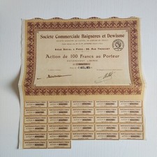 Azione Titolo Societe Commerciale Baigneres et Dewisme 1925 come da foto