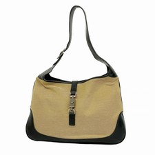 Borsa a tracolla Gucci Jackie 0013346 beige nera tela pelle vintage autentica