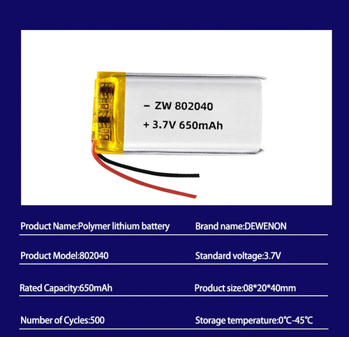 Batteria 802040 650mah - batteria,