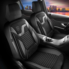 Coprisedili adatti per Ford Fiesta in Alcantara nero-grigio con tasca posteriore