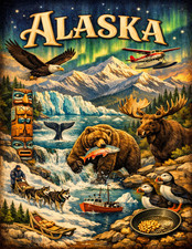 Alaska northern lights bear - us,