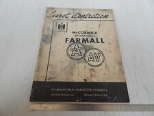 MANUALE ORIGINALE USO MANUTENZIONE INTERNATIONAL MC CORMICK FARMALL A - AV FRA.