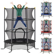 HOMCOM Trampolino per Bambini 3-10 Anni Rete di Sicurezza e Pali Imbottiti