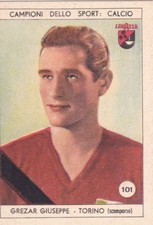Figurina calciatori GREZAR GIUSEPPE - GRANDE TORINO N.101 Ed. LAVAZZA 1950 orig.