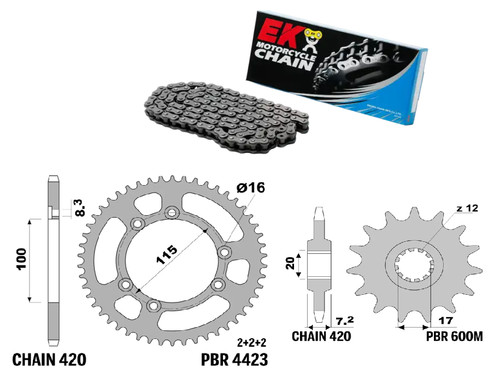 Kit catena trasmissione - trasmissione, pbr