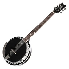 Ortega OBJE350/6-SBK 6 corde Banjo Raven serie nero raso gigbag pickup