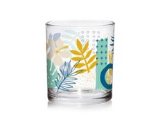 Set 6 Bicchieri Da Acqua Alma In Vetro Con Decoro a Natura Colorato 22cl