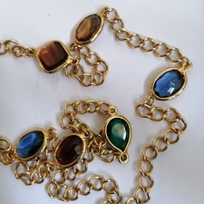 UGO CORREANI collana lunga in metallo e cristalli