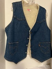 GILET COWBOY LEVIS VINTAGE ANNI 70 ARANCIONE ETICHETTA SHERPA FODERATO DENIM TAGLIA LRG