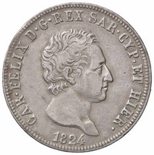 r51_47) SAVOIA Carlo Felice (1821-1831) - 5 Lire 1824 T