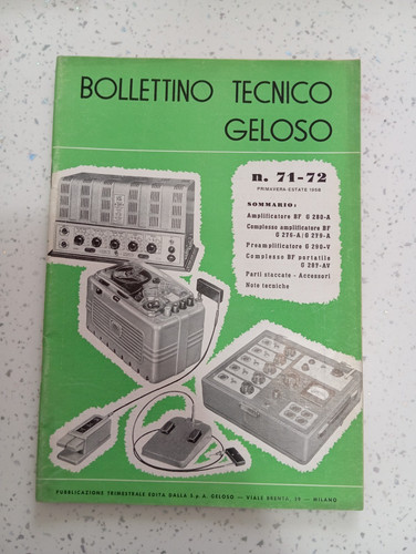 Bollettino tecnico geloso - geloso, n