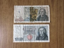 LOTTO 2 BANCONOTE 5000 LIRE COLOMBO 1º E 2º TIPO 1970 1973