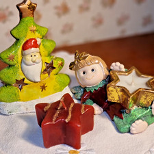 Natale Vintage - Lotto Noel 2: Angelo portacandela + Porta tealight + Candela
