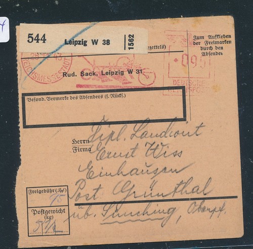 115354 paketkarte 1943 - 115354), ab