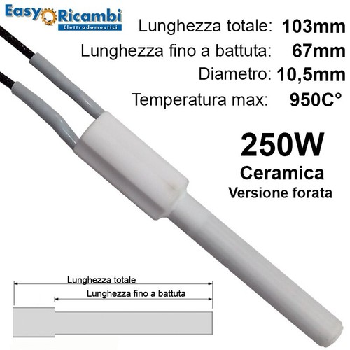 Candeletta ceramica 250w - candeletta, in