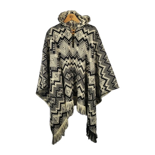 Poncho con cappuccio alpaca